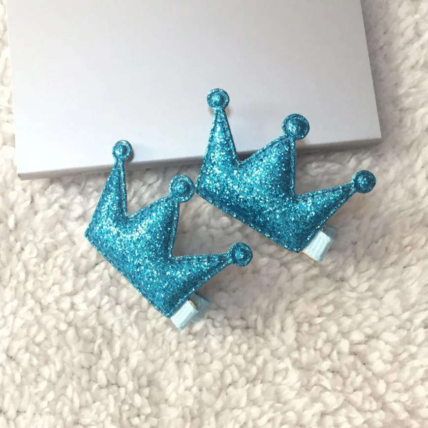 

2PCS Hair Clips Girls Party Sequins Princess Crown Leather Hair Style Buckle Hair Band