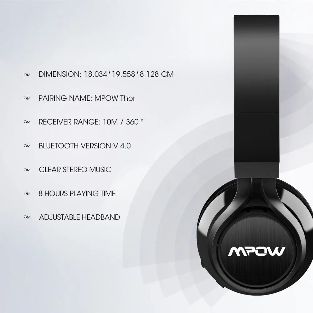 Mpow BH036 Bluetooth наушники беспроводные Bluetooth 4,0 стерео гарнитура Handfree 3,5 мм разъем микрофон Проводные и беспроводные наушники