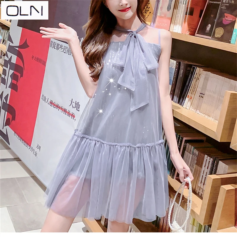 Платье корейское vestidos летнее Новое поступление OLN Сетчатое Кружевное французское кружевное платье bellflower длинное дамское нарядное платье