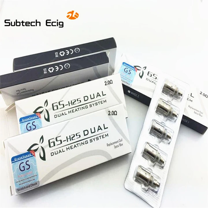 

10 pcs GS H2s Electronic Cigarette Replacement Atomizer dual Coil Updated Vaporizer Coil H2, mt3s,t3s,t3d,H2S/GS Vcore3