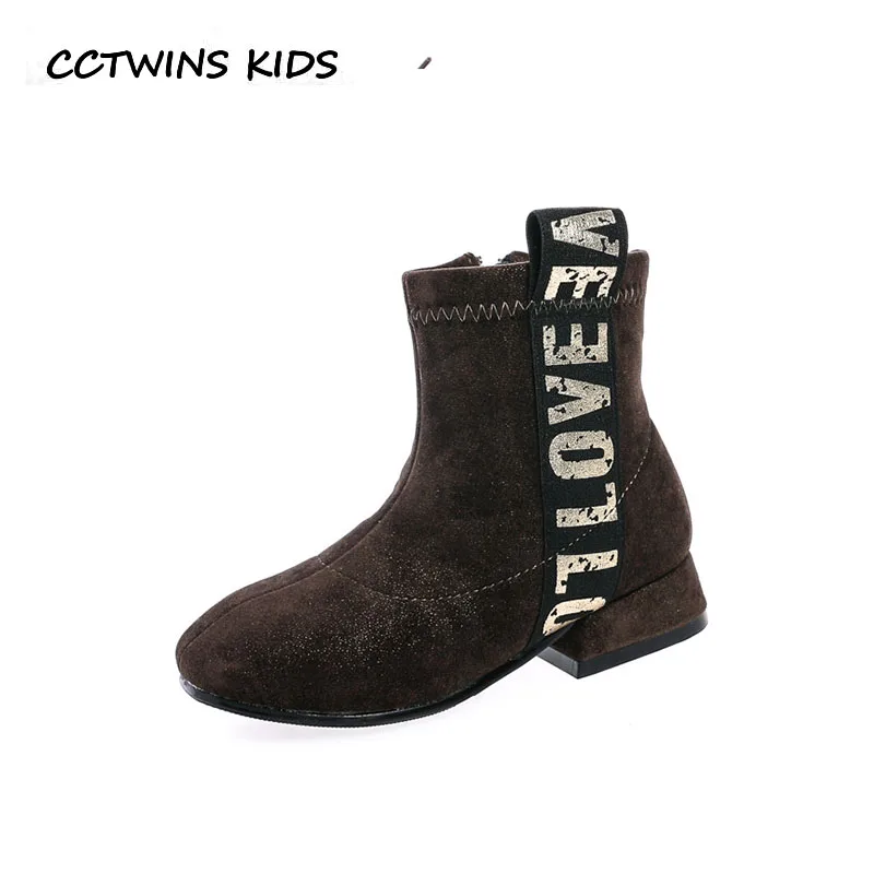 

CCTWINS KIDS 2018 Winter Children Fashion Ankle Boot Baby Girl Princess Heel Toddler Leather Suede Boot Black CF1615
