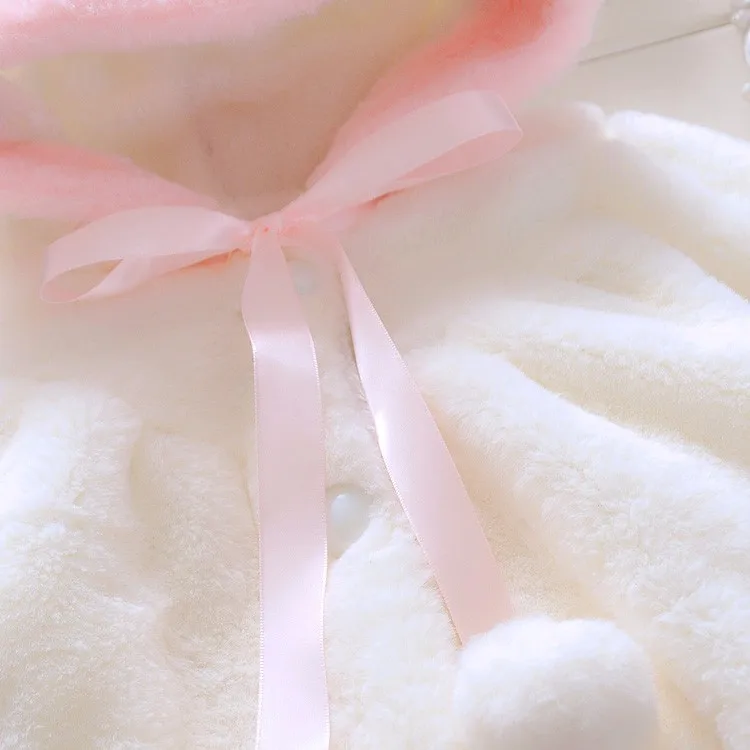 girls fleece faux fur hooded cute rabbit