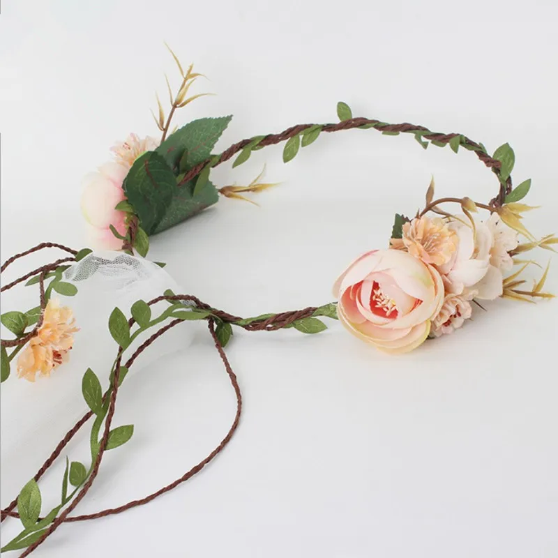 Цветок венки для волос цветок ободки тиара-вуаль свадебные аксессуары для волос свадебный цветок корона вуаль цветок головные уборы