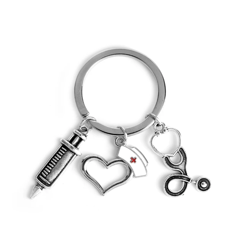 MQCHUN Stethoscope Keychain Doctor Nurse Cap Heart KeyChain Physician