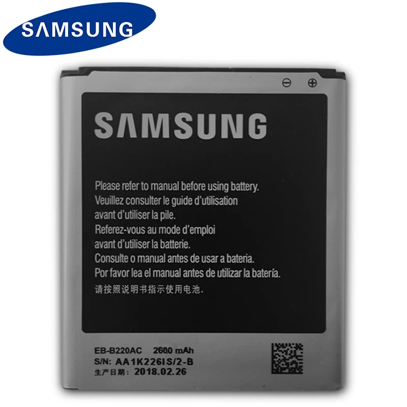 

Samsung Original Replacement Battery EB-B220AC For Galaxy Grand 2 G7102 G710 G7105 G7106 G7108 G7109 Phone Battery 2600mAh