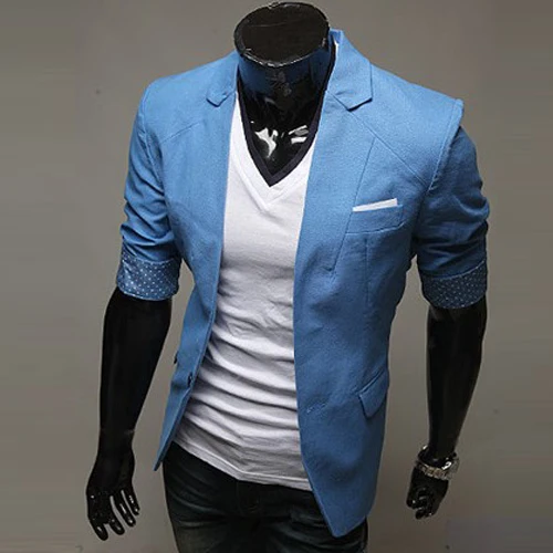 blue half coat