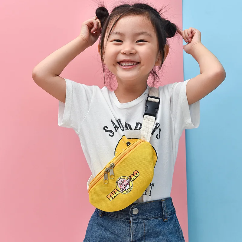 

New Kids Fanny Pack Children Cartoon Canvas Waist Pack Fashion Cute Chest Bags for Kids Girls Lovely Pig Printing Mini Waist Bag