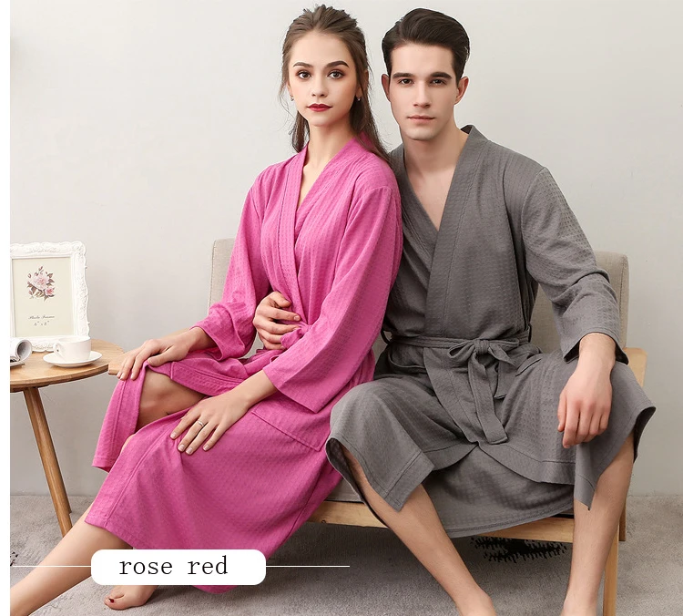 Men Woman Bathrobe Dressing Gown Plus Size M XL XXXL Lovers Summer Male Female Lounge Robes Nightgowns Couple Autumn Robe       55