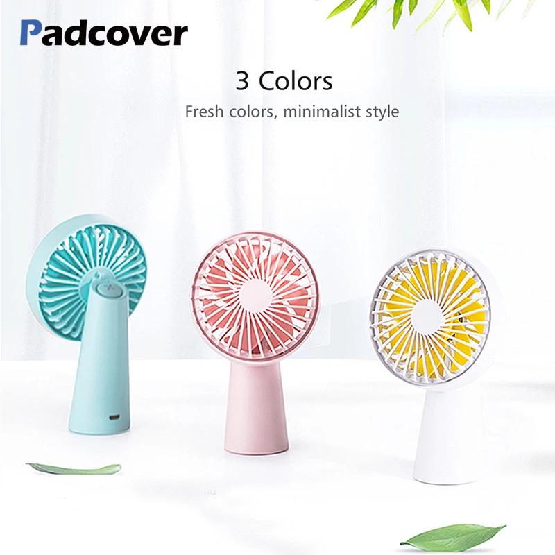 

PADCOVER handheld USB fan portable 3 speed adjustable cooler mini fan rechargeable internal battery portable desktop USB fan