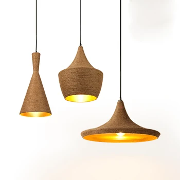 

American style rural retro simple new Chinese hemp rattan coffee shop tavern Bar Home Restaurant Chandelier