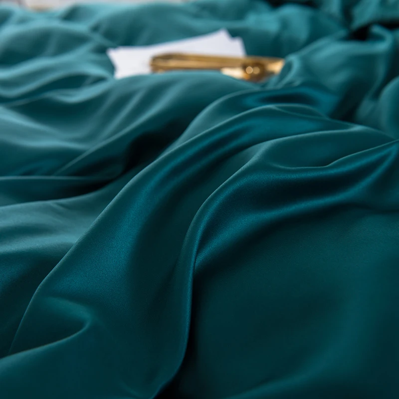 Роскошные Постельные Наборы 3 4 шт. летняя кроватка пододеяльник гладкая простынь ощущение прохлады вышивать кровать комплект зеленый цвет алфавит