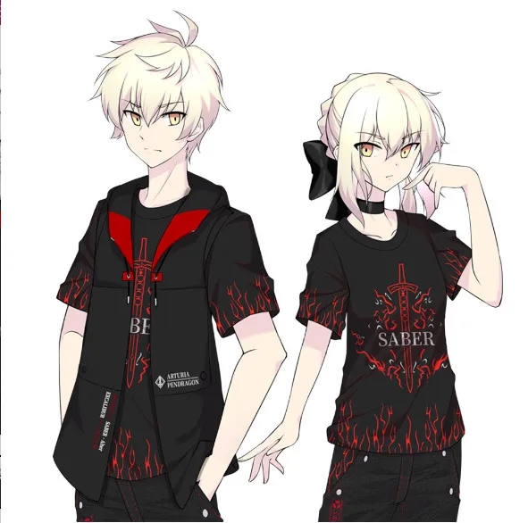 

Hot Anime FGO Black Saber Cosplay Costumes Fashion Logo Short-Sleeved T-Shirt For Unisex Daily Wear Free Shipping