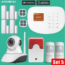 433mhz WIFI GSM Alarm Systems IOS Android APP Wireless House Security Alarm System with PIR motion detector 720P mini camera
