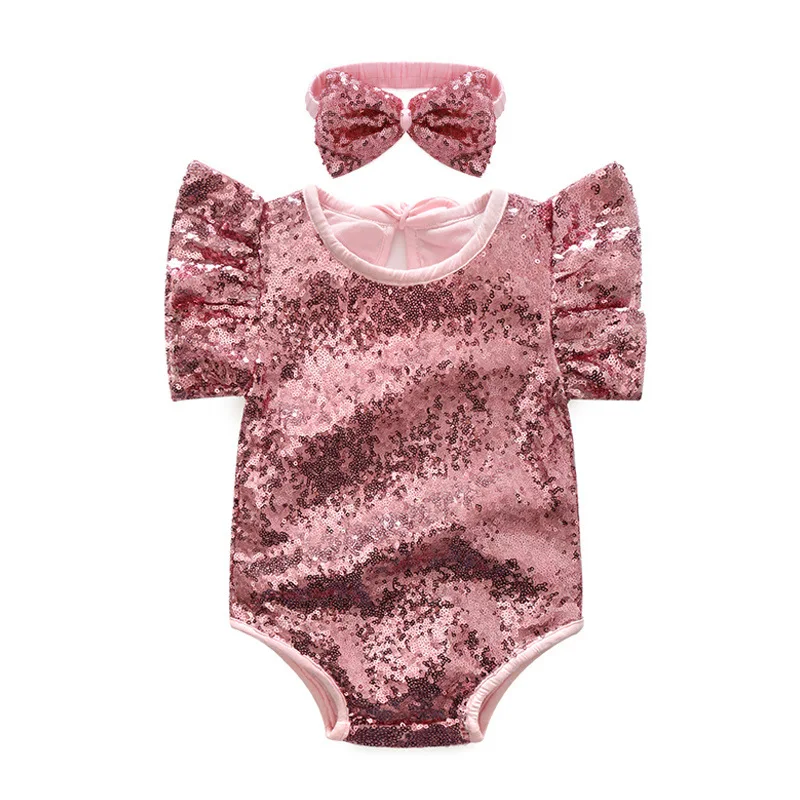 

Baby Clothing Infants Romper Girl Sequins Romper Fashion Newborn Romper Kids Fly Sleeve Jumpsuits