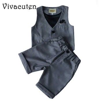 

Summer Fashion Boys Clothing Set Kids Boy Solid Waistcoat + Shorts 2pcs Child Outfits Set Toddler Baby Wedding Party Costume