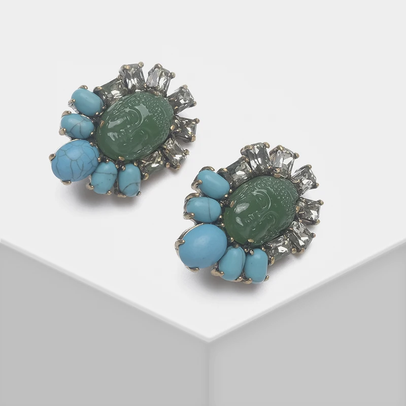 

Buddha design retro shiny clip earrings