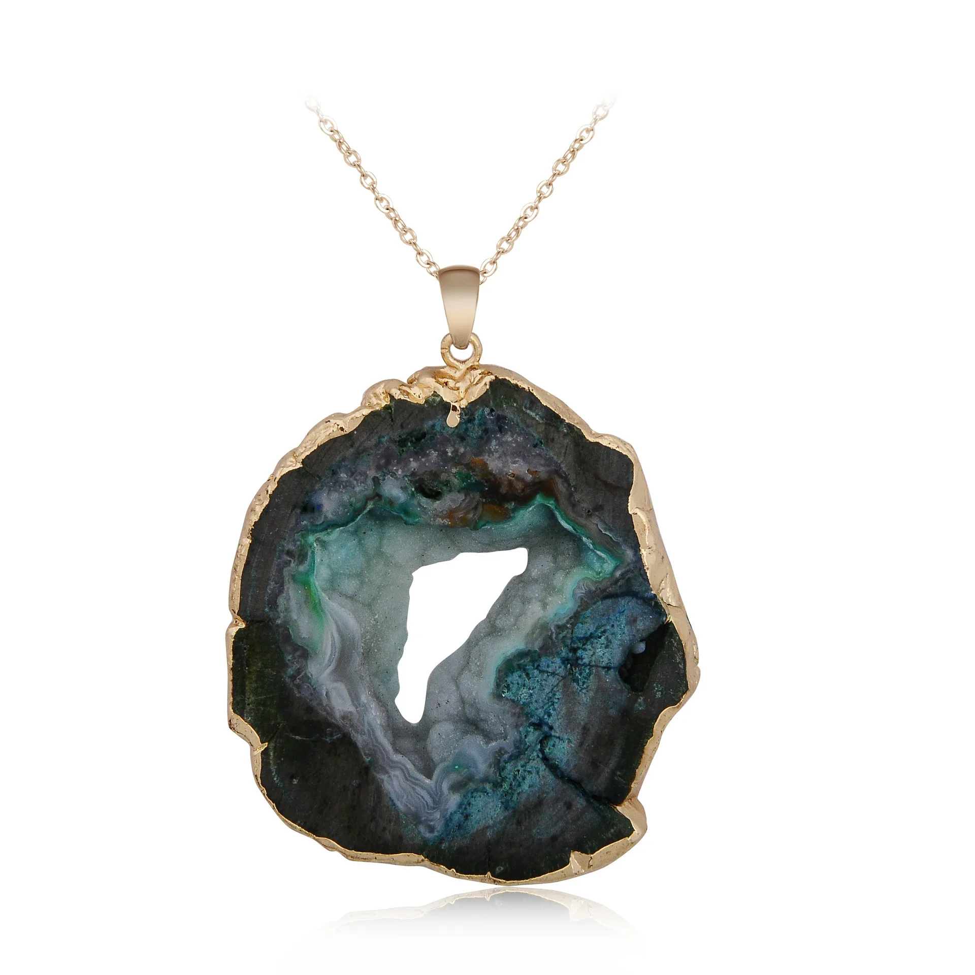 Женские Подвески Geode Drusy Druzys розовые желтые натуральные бразильские золотого