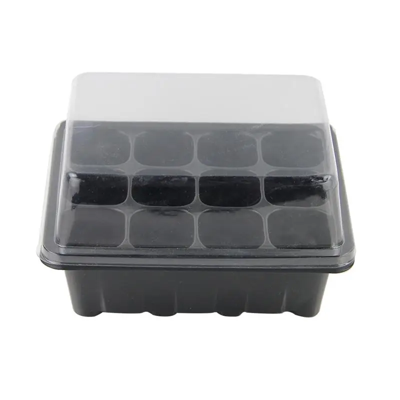 

BESTOYARD 19x15 x9.5CM Seedling Tray Sprout Plate 12 Cavity Nursery Pots Tray Lids Box For Gardening Bonsai