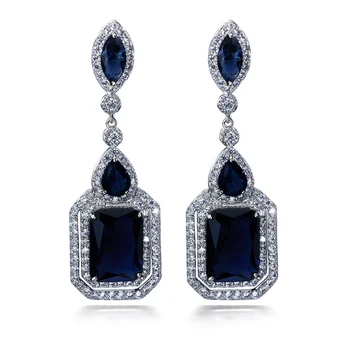 

New Earrings for women big Drop Earring rhodium plated with AAA CZ color stone party earring fashion jewelry Free shipment