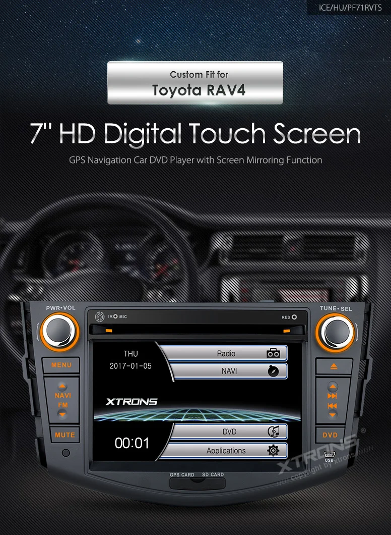 Clearance XTRONS 7" HD Touch Screen 2 din Car stereo Radio DVD Player SWC USB SD GPS For Toyota RAV4 2006 2007 2008 2009 2010 2011 2012 0