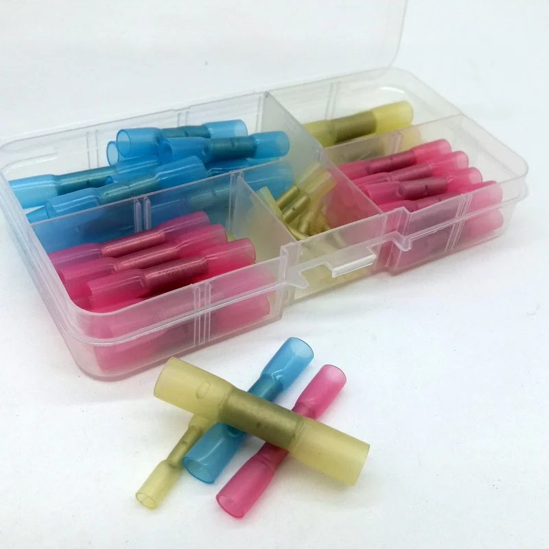 

50pcs/set Heat Shrink Butt Crimp Terminals Insulated Electrical Wire Cable Connectors For26-10 AWG 0.25-6mm 4 Sizes Mixed