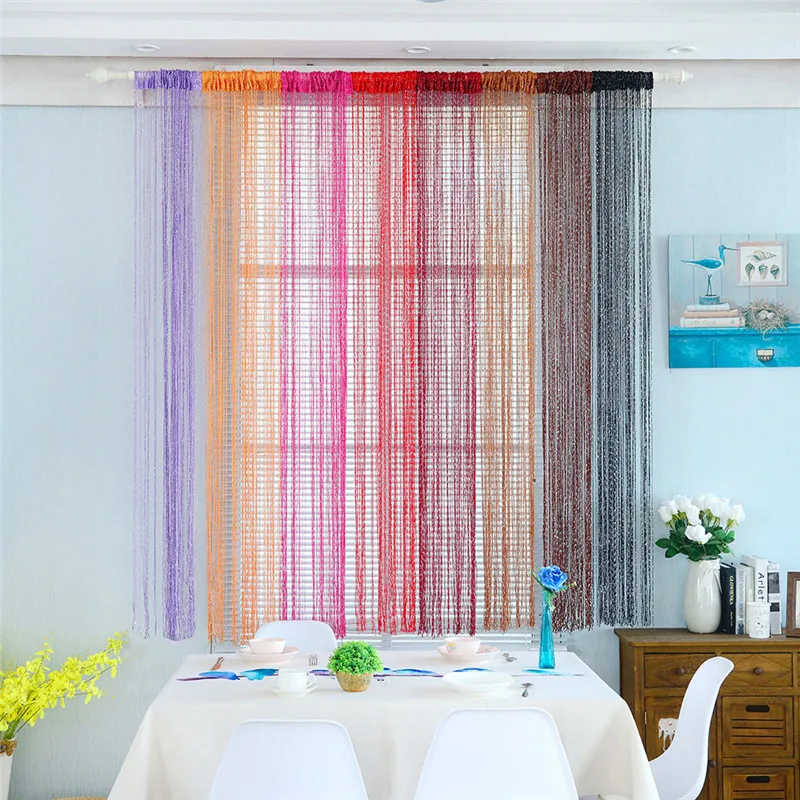 

100cmx200cm String Curtains Patio Door Fly Screen Room Divider Drape Living Room Decor Valance Door Window Fringe Curtains
