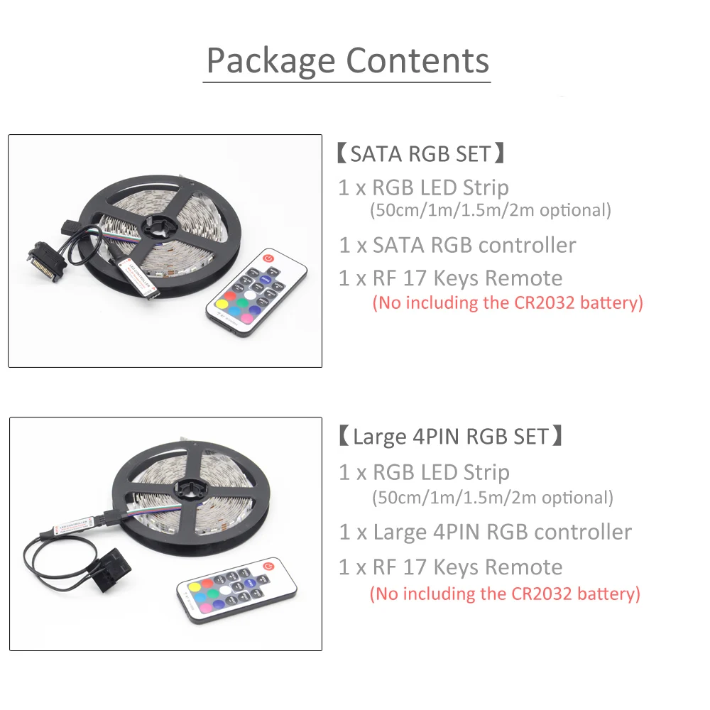 Светодиодная лента RGB для корпуса ПК 12 В постоянного тока SMD 5050 большой 4