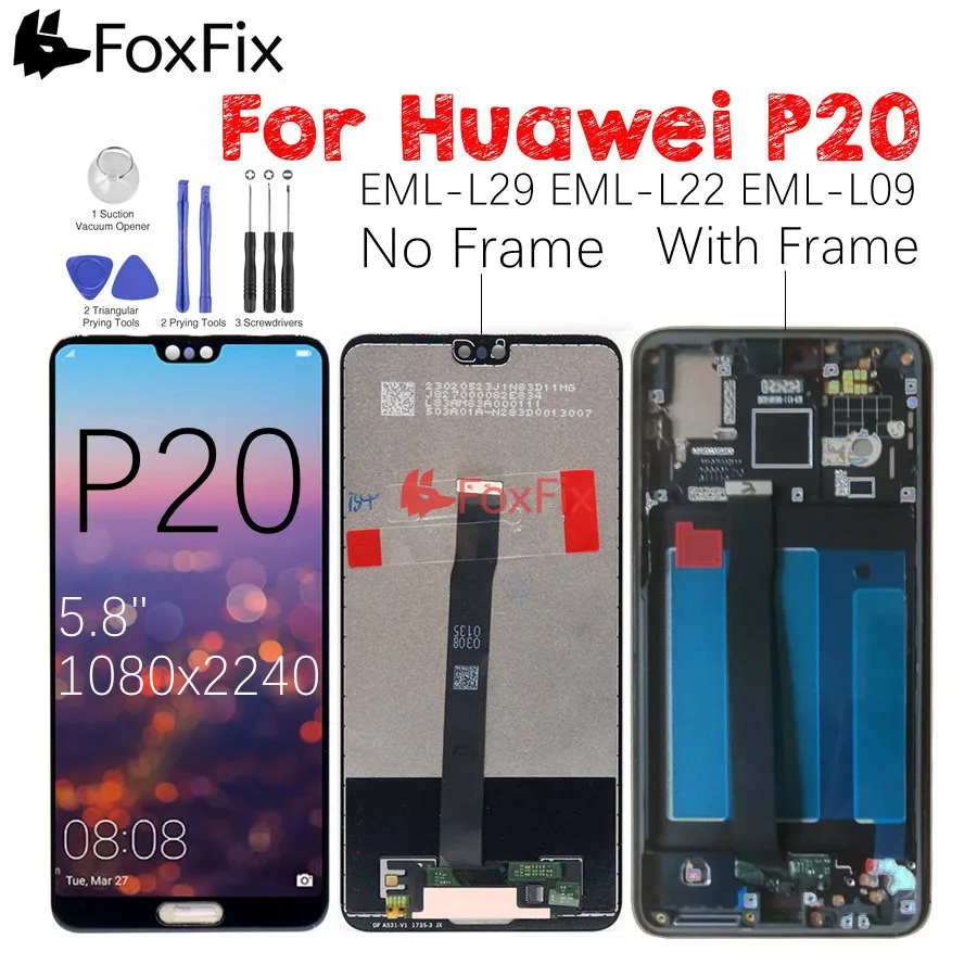 

For Huawei P20 LCD Display Touch Screen Digitizer Assembly For Huawei P20 LCD Screen With Frame EML L29 L22 L09 LCD P20 Replace