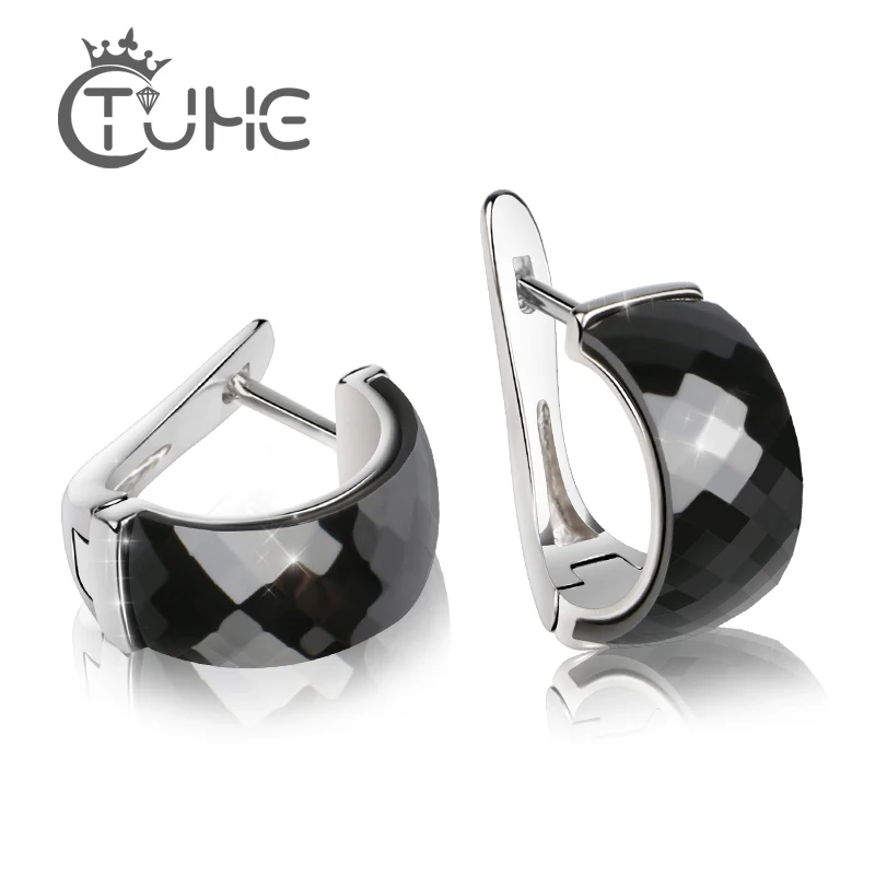 Новые модные женские серьги-гвоздики 316 из нержавеющей стали черные керамические большие женские серьги для свадебной вечеринки Простые Модные ювелирные изделия