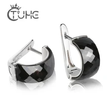 Новые модные женские серьги-гвоздики 316 из нержавеющей стали черные керамические большие женские серьги для свадебной вечеринки Простые Модные ювелирные изделия