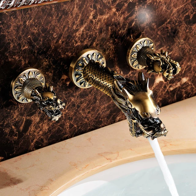 Buy Antique Dragon Bathroom Sink Faucets Brass Art