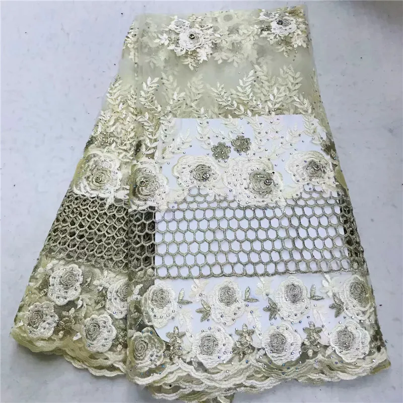 

5yards high quality Nigerian french lace embroidered tulle lace fabric for wedding dress,2018 Russia African lace fabric WD10262