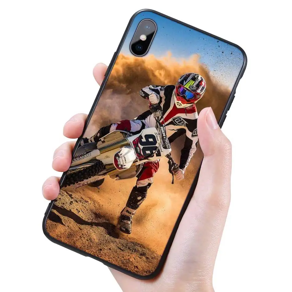 Силиконовый черный чехол для iPhone 11 Pro XR X XS MAX 7 8 6 6S Plus 5 5S SE 7Plus 8Plus мобильный телефон moto Cross moto rcycle sports - Цвет: 015