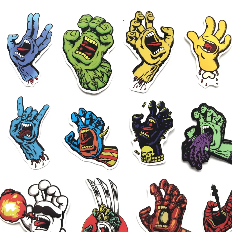 

19Pcs/lot Santa Cruz Stickers For Car Laptop PVC Bicycle Backpack Home Decal waterproof Skateboard Pad Guitar Graffiti Stickers