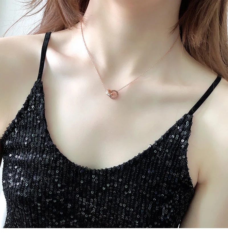 XL0516钛钢不掉色锁骨链四叶草项链女森系潮    (1)