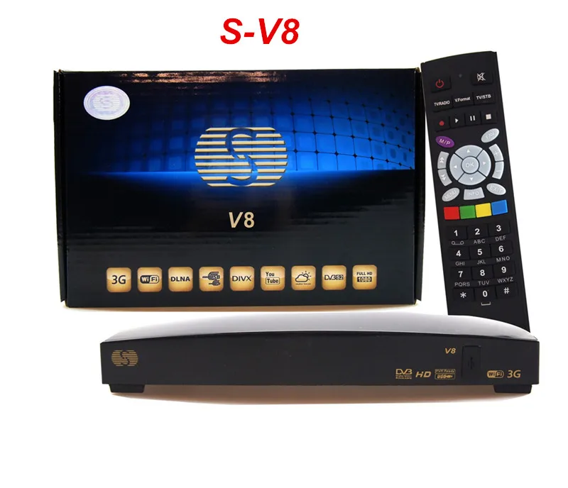 

Genuine V8 HD Satellite Receiver S-V8 support 2xUSB Port USB Wifi WEB TV Cccamd Newcamd YouPorn Weather Forecast V8