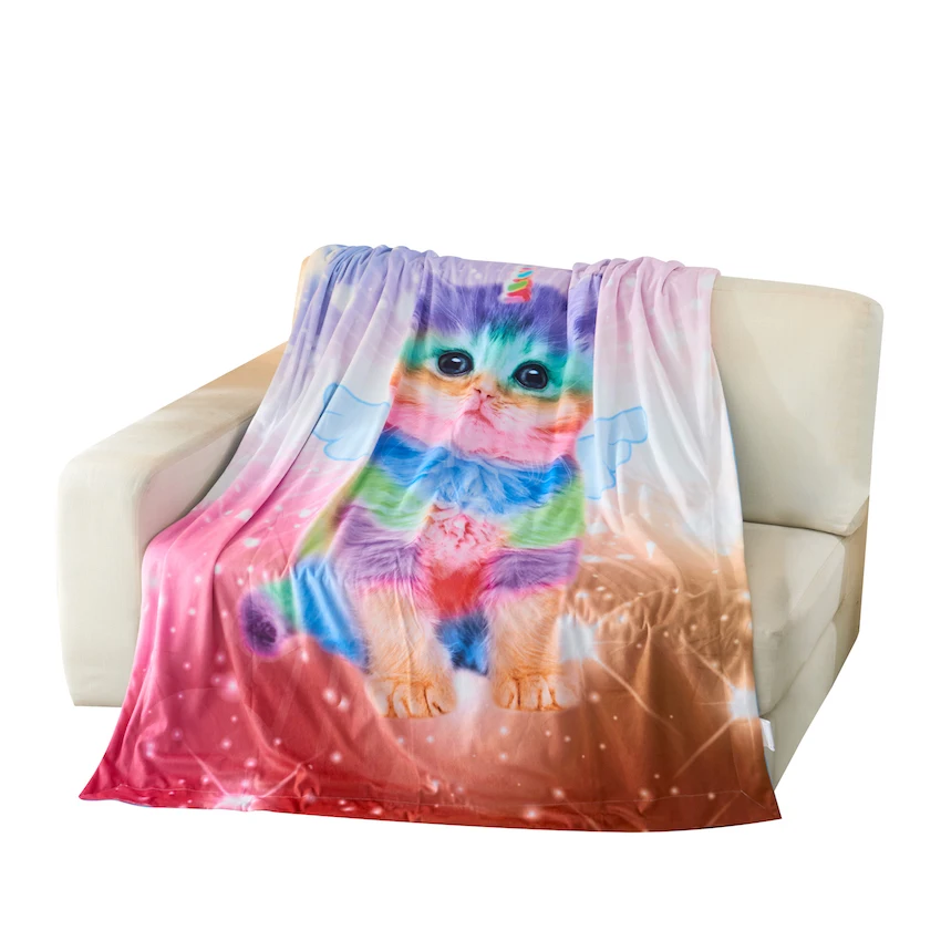 

Pink Kittycorn Stars Fleece Throw Blanket