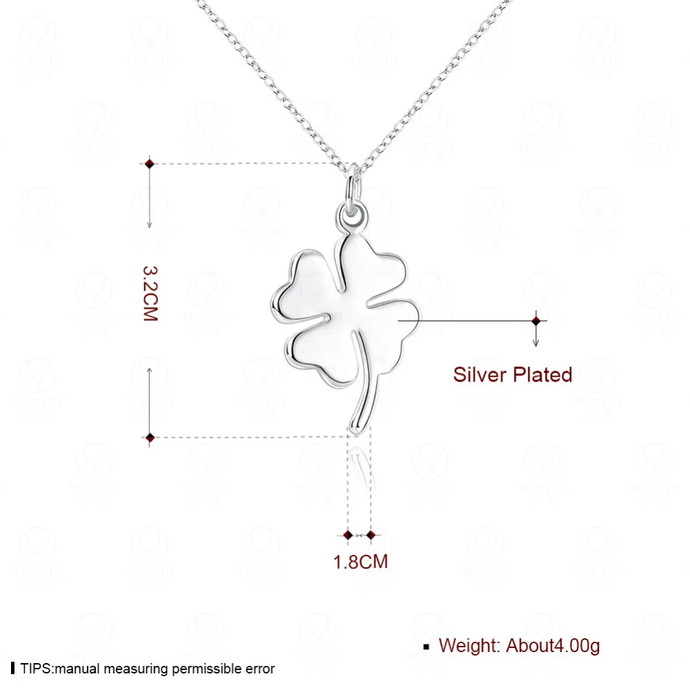 Pure silver 925 necklace jewelry fashion accessories manufacturer source four-leaf grass necklace pendant European and American Fine Jewelry