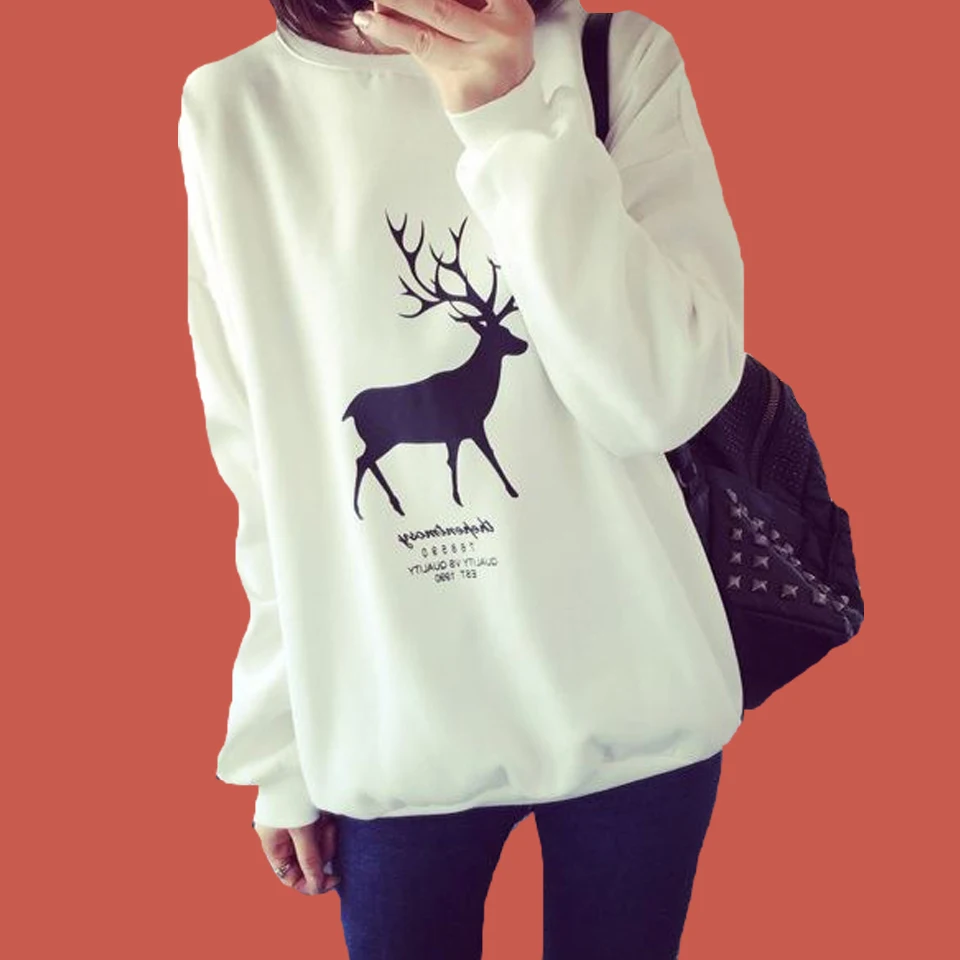 Толстовка Олень животных печати с капюшоном Полерон Mujer 2019 Симпатичные корейский пуловер с капюшоном Bts с длинным рукавом Колледж