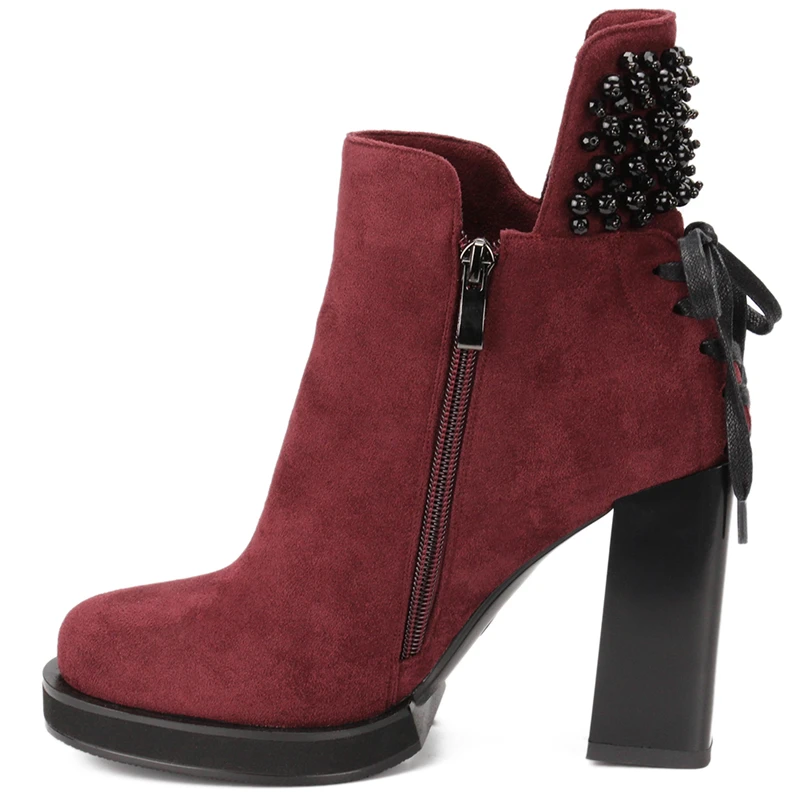 Épais 2019 Femme Offre Talons Zip Grande 41 Bottines De Unies Chaussures Rouge Mode Taille 35 Bottes Livraison Directe Up Nouvelle Lapolaka Spéciale Vin hrCQdtxs