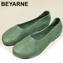 Womens Shoes Flat Genuine Leather Slip on Loafers Ladies Flat Shoes Anti-Slip Soft Sole Leather Ballet Flats Mori Girl