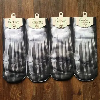 

Adult Unisex Summer Low Cut Short Over Ankle Boat Socks Funny Skeleton Bone 3D Digital Printing Gradient Color Rib Trim Polyeste