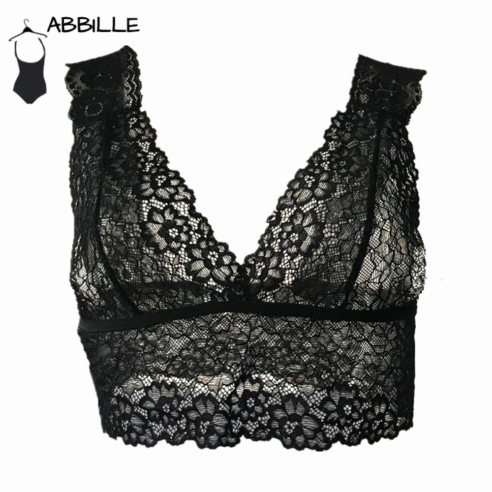 Sexy bras for women Bralette floral lace bra deep v push up bra Transparent seamless bra plus size lingerie femme hollow-out bra
