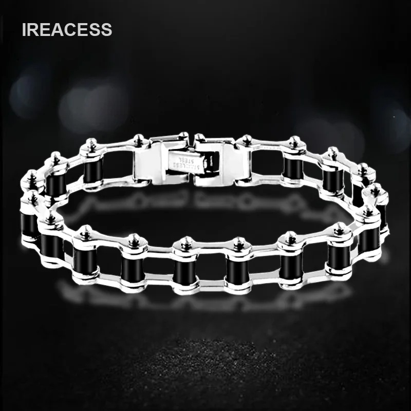 

2019 New Fashion Stainless Steel Bracelets & Bangles For Men Male Cool Biker Bicycle Motorcycle Chain Bracelets Gift Jewelry
