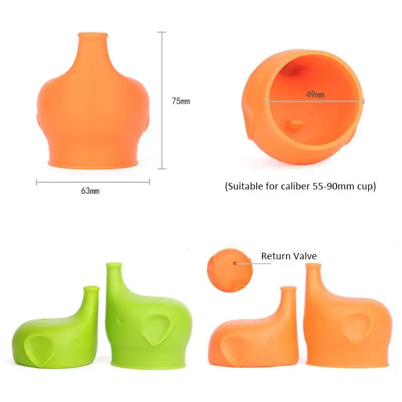 Children Water Cup Silicon Sippy Lids Cute Animals Baby Training Drink Juice Water Leak Proof Ceramic Glass Cups Cap A3