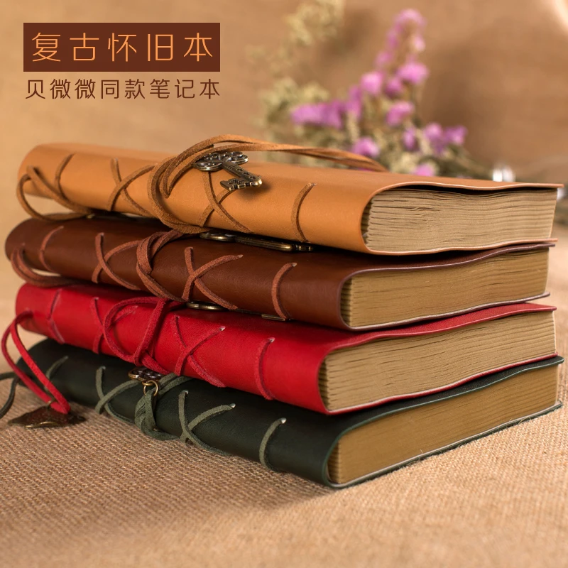 

European Restore Ancient Way Travel Diary Originality Literature Nostalgia FauxL Leather Kraft Blank Hand Book Pen Grid Notebook