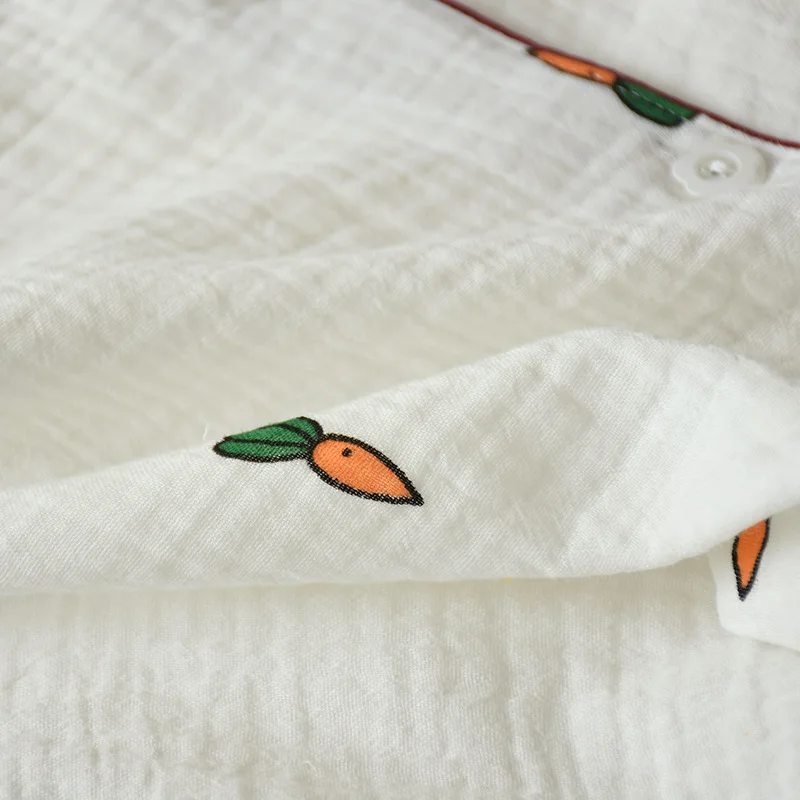 Двухслойный хлопок марля креп короткий рукав шорты пижамы для женщин плюс размер пижамы мультфильм печать пижамы Домашняя одежда