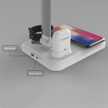 

4 In1 Bedside Lamp USB Desk Lamp Ports Wireless Charging Pad Led Office Bureau Lamp Light Bedroom Rechargeable Desk Lamp