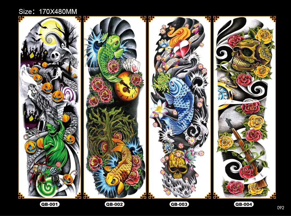 NEW 4 sheets Large Temporary Tattoos Sticker Men Arm Sleeves lelft Shoulder Fake Tattoo Body Art sticker Twinset 3d Fake Totem (9)