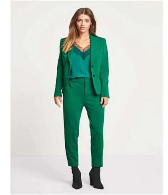 Size Ladies Pantsuit Green Blazer+Pants 
